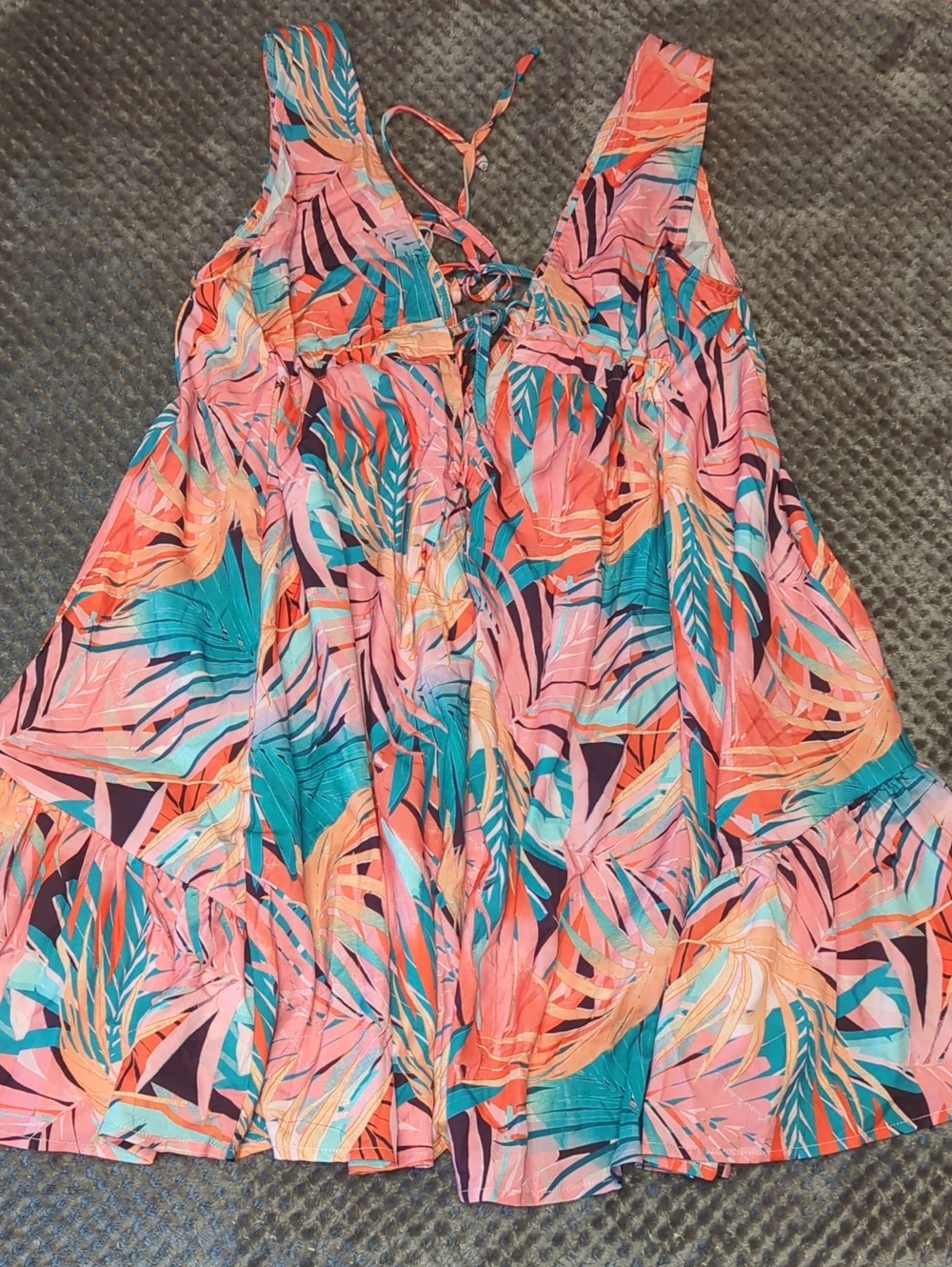 NWT! Cupshe Tropical Print One-Piece Sundress in Pink & Teal
